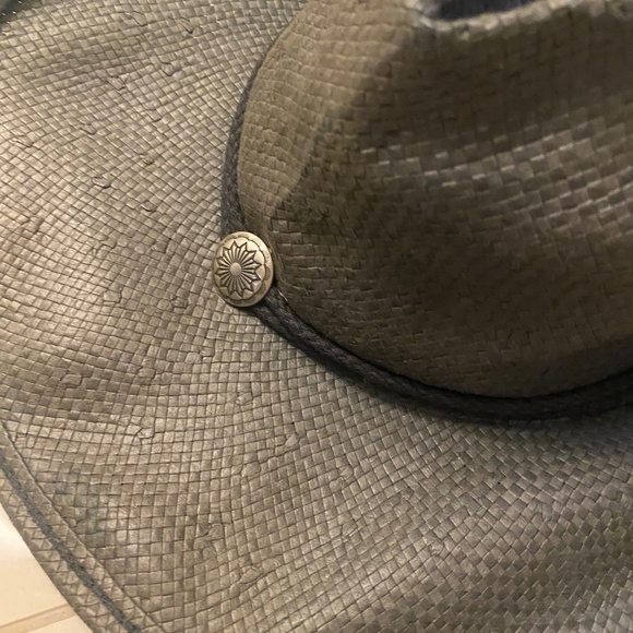 Shady Brady Unisex Black Raffia Straw Cowboy Hat Julia Chin Strap Size Medium - Picture 4 of 9